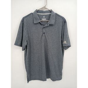 Adidas Polo Shirt Mens L Gray Heather Performance Active Golf Moisture Wick Dry